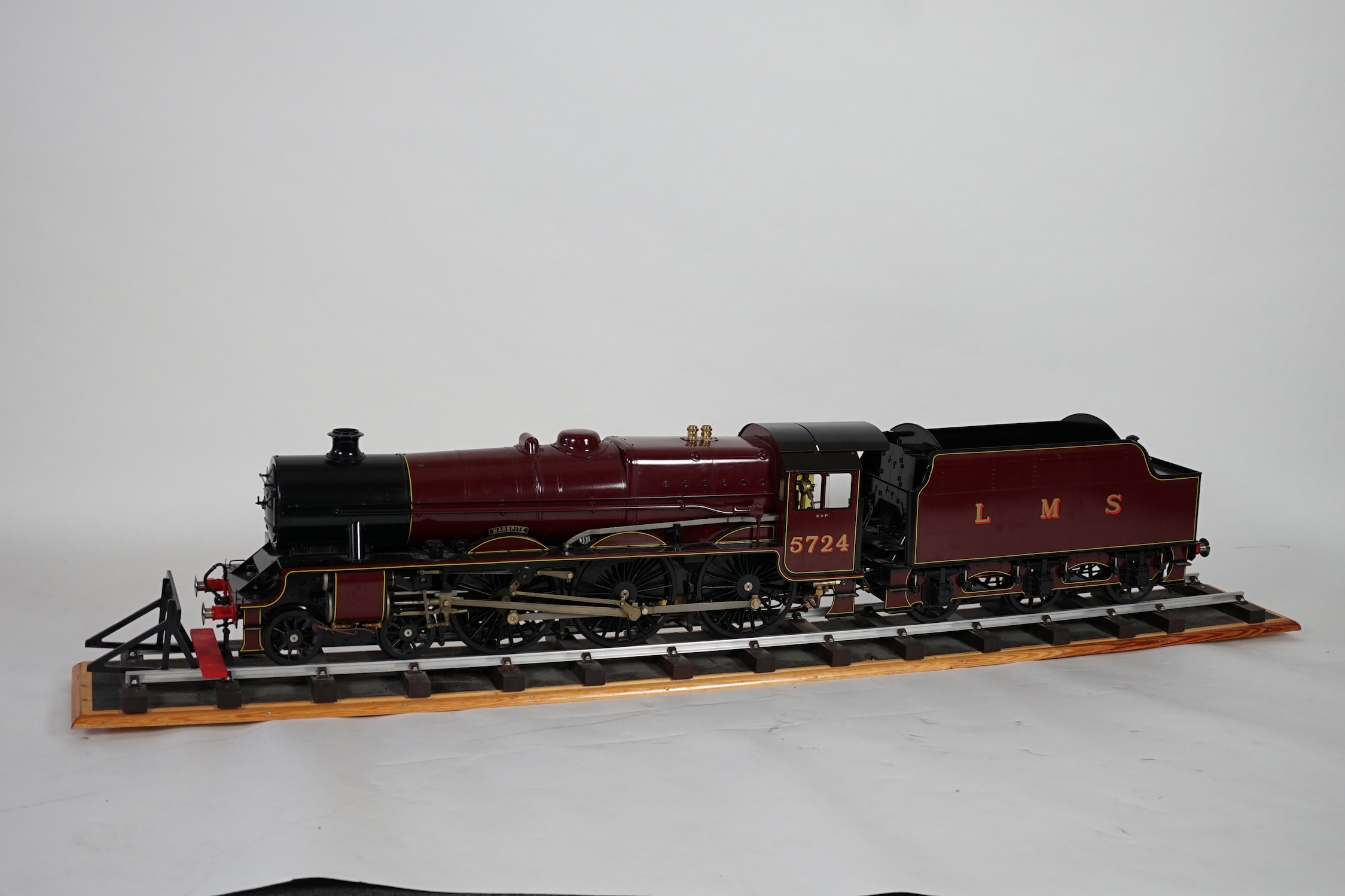 A Kingscale by Silver Crest Models 5 inch gauge coal fired live steam LMS Jubilee Class 4-6-0 locomotive, in lined maroon livery as Warspite 5724